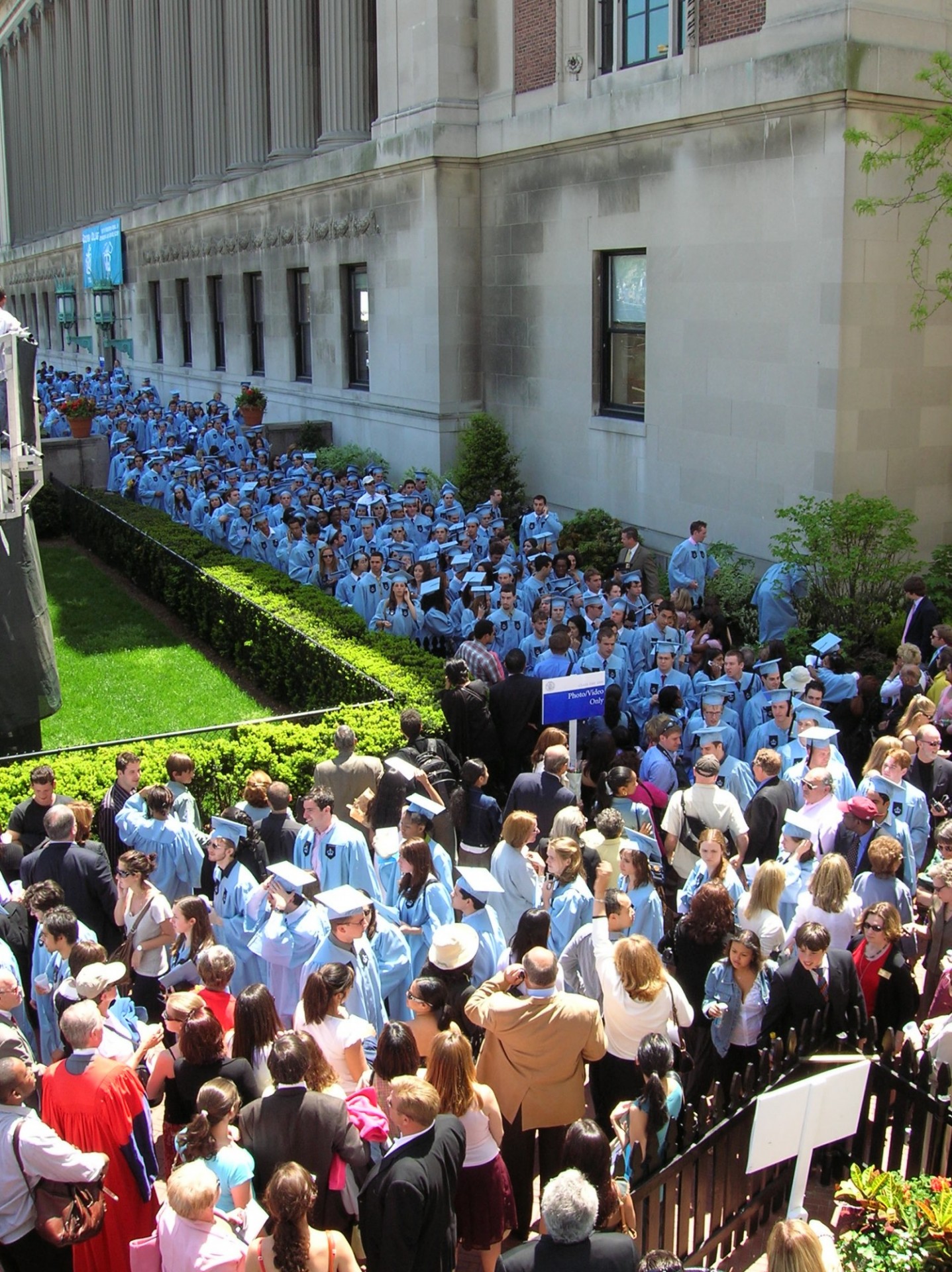 Undergraduates processing in front of Butler Library on Class Day